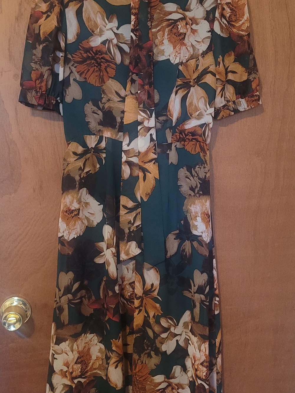 julia jordan Dark Green Floral Maxi Dress with Ivory & Tan Blooms - Picture 4 of 5